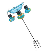 Solar Operated Bird Feeder Ground Mount Transparents Food-Blue