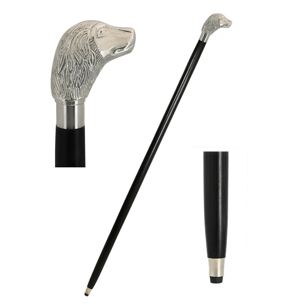 Black Vintage Wooden Walking Cane 37 Inch Handcrafted Rosewood Walking Stick With Spaniel Head Handle For Men And Women