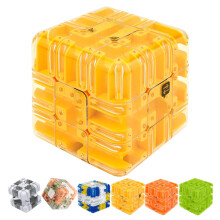 Large 3D Puzzle Maze Cube Brain Teaser Toy, 2026 Upgraded Rolling Ball Logic Game for Adults and Kids (Yellow)
