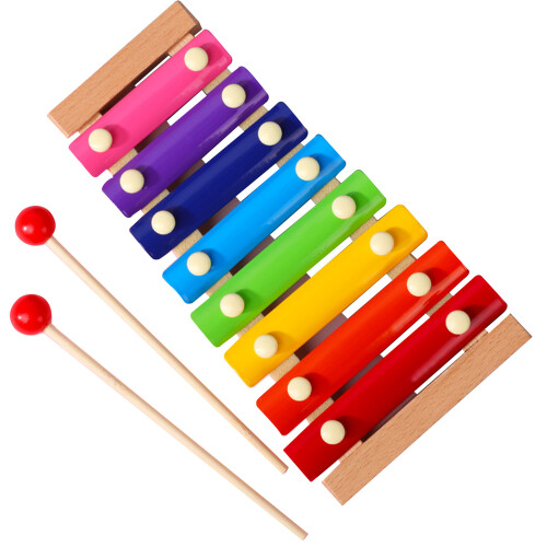 Colorful 8 Tones Xylophone 23.5x12 cm 2 Mallets 2
