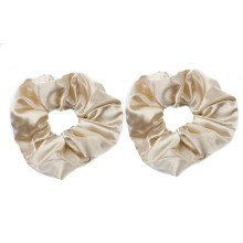 Satin Scrunchies for Women No Crease Hold Soft Satin Comfort Large Hair Ties Pack of 2 Off White