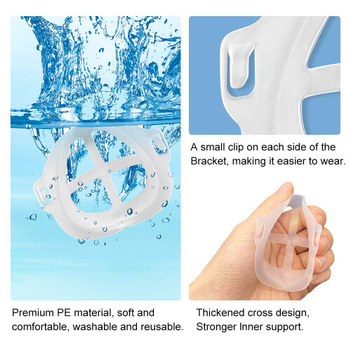 10 PCS 3D Mask Bracket for Adults, Breathable Reusable Mask Support Frame Insert, AntiFriction Comfort Design 2
