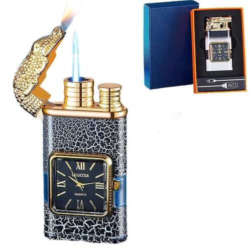 Vintage Eagle Head Butane Torch Lighter, Refillable Windproof Dual Flame Jet Flame Lighter