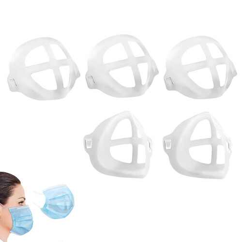 3D Mask Bracket 5 Pack Face Mask Inner Support Frame for Comfortable Breathing and Lipstick Protection