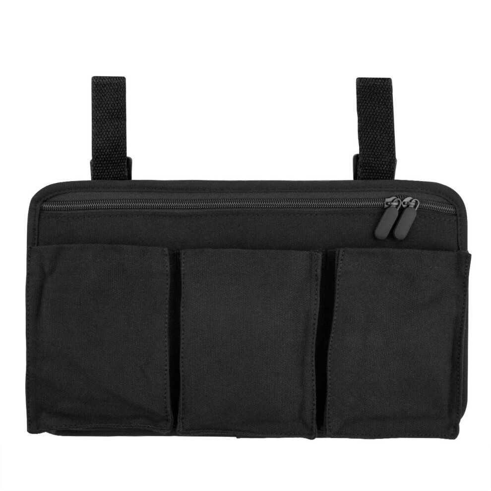 Wheelchair Side Bag with Adjustable Straps, DoubleSided Armrest Organizer for Walker and Mobility Scooter (Black)