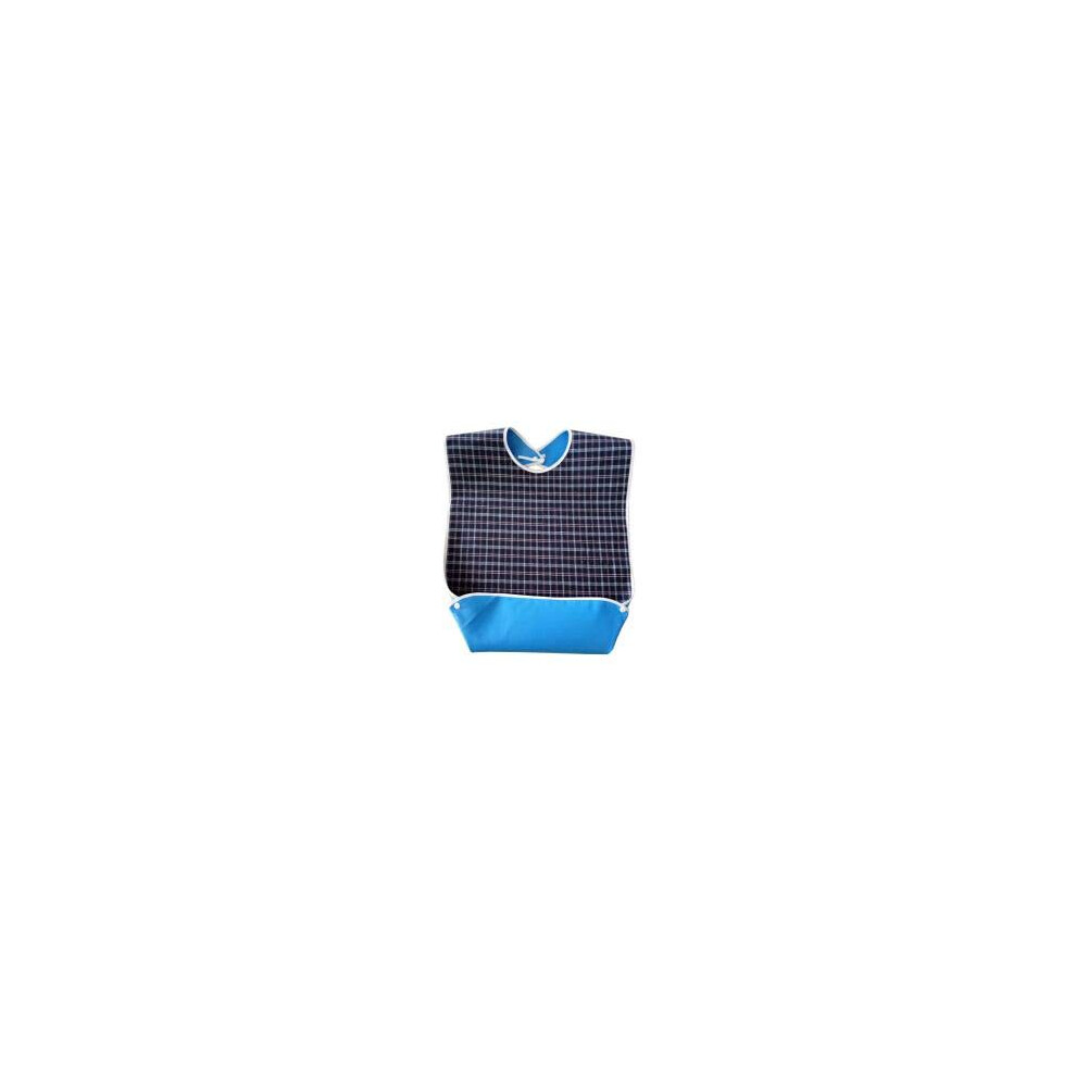 Waterproof Reusable Adult Feeding Bib with Built‑in Catch Pocket, Soft Terry Cloth for Elderly Men and Women