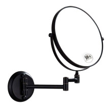 Wall Mounted Makeup Mirror 10X Magnifying Dual Sided 8 Inch Extendable Swivel Black for Bathroom