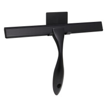 Stainless Steel Shower Squeegee 10 Inch Black Bathroom Glass Wiper with Hook for Streak Cleaning