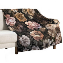 Black Floral Plush Throw Blanket 50x70 Soft Fuzzy Warm Cozy Blanket for Couch Bed and Travel