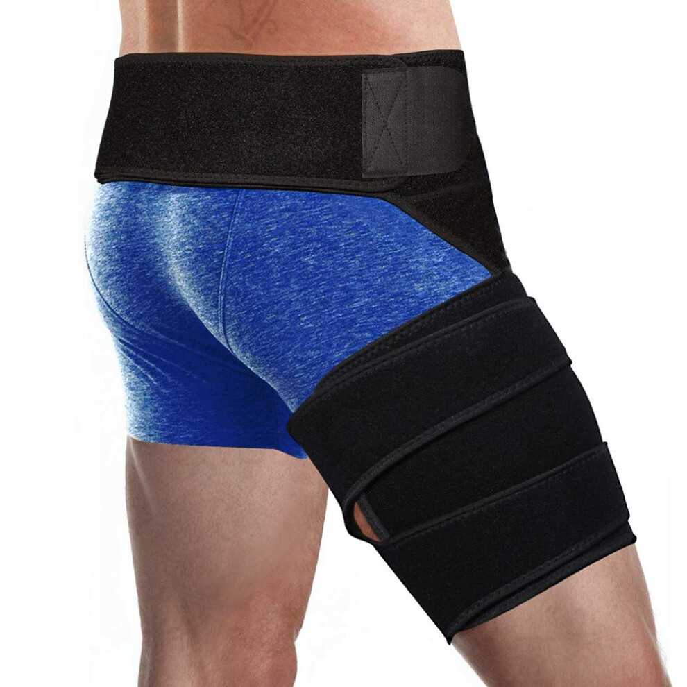 Groin Support Brace for Sciatica Pain Relief, Adjustable Neoprene Compression Sleeve for Hip and Thigh