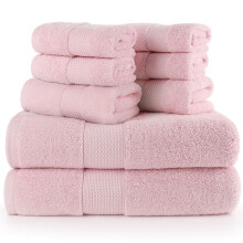 8Piece Cotton Bath Towel Set Pink, Soft Absorbent Quick Dry Towels for Bathroom, Luxury Easy Care