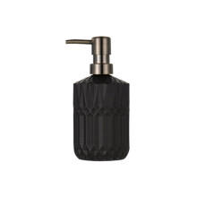 Black Glass Soap Dispenser with Diamond Cut Texture, Press Pump for Kitchen Bathroom Hand Wash Lotion