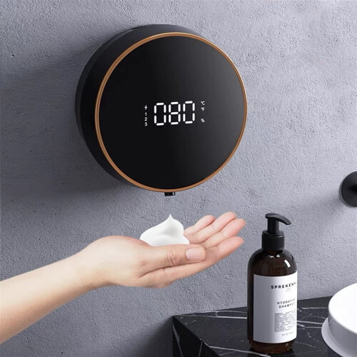 Wall Mounted Automatic Soap Dispenser with LED Temperature Display, USB Rechargeable Touchless Foam Dispenser White 1