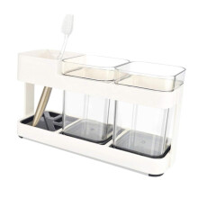 Detachable Toothbrush Holder Set with Toothpaste Cup, Compact Bathroom Organizer for Multi Storage