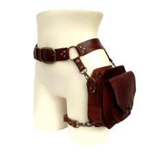 Steampunk Leg Bag with Adjustable Strap, Vintage PU Leather Thigh Bag for Cosplay or Motorcycle