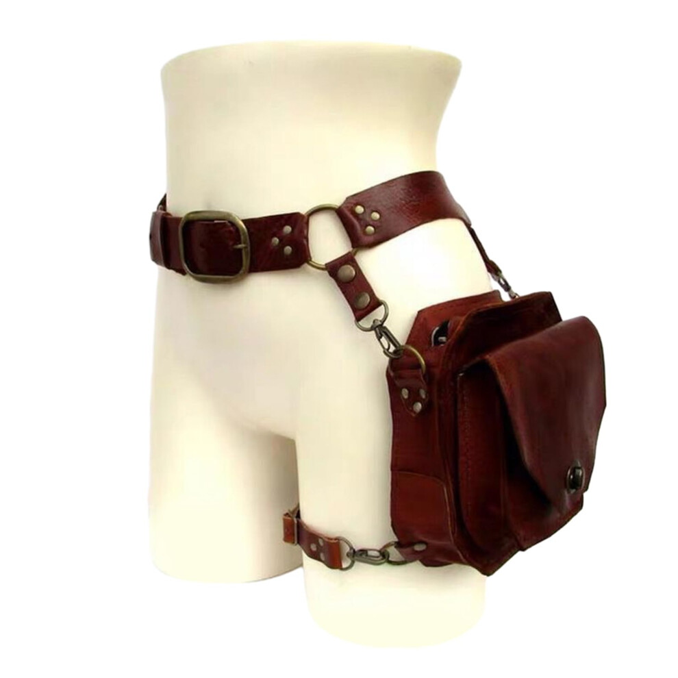 Steampunk Leg Bag With Adjustable Strap, Vintage Pu Leather Thigh Bag For Cosplay Or Motorcycle 9771547951438