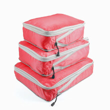 3 Piece Packing Cubes Set Pink, Waterproof Travel Organizer Bags with Breathable Mesh and Double Zipper for Suitcase