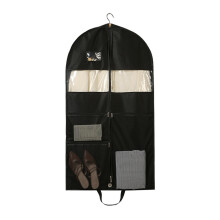 Garment Bag for Travel and Storage with Clear Window, Breathable Foldable Suit Bag, 3 Zipper Pockets, 60x110cm