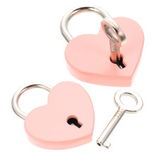 2pcs Heart Shaped Padlock with Key Compact Metal Lock for Jewelry Box Diary Suitcase Travel Use