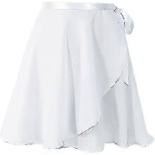 (s, white) Girls Chiffon Wrap Skirt Ballet Skirt Sheer Dance Skirt