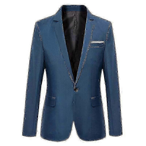 (M, Blue) Wedding blazer for men - premium groom tuxedo jacket