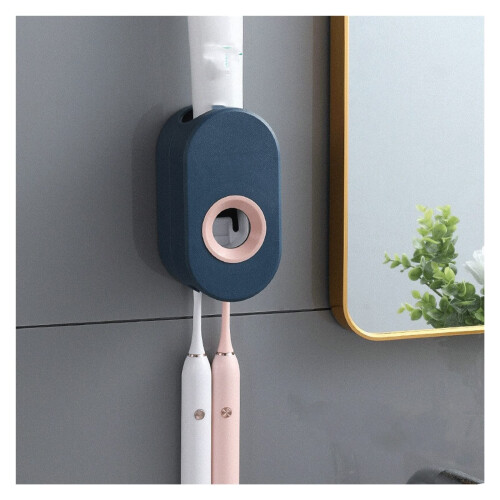 Automatic Toothpaste Dispenser and Wall Mounted Toothbrush Holder Set, OneHanded, SpaceSaving Design 1