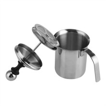 Stainless Steel Manual Milk Frother 800ml Double Mesh Coffee Foam Maker for Latte and Cappuccino