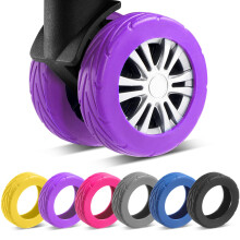 8 Pcs Silicone Luggage Wheel Covers Purple, Wear Resistant Suitcase Wheel Protectors for 22.4 Inch Spinner, Anti Noise Travel Accessories