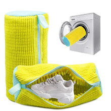 Shoe Washing Bag for Washer and Dryer, 2pcs Reusable Laundry Shoe Bag with 360 Protection and Metal Zipper