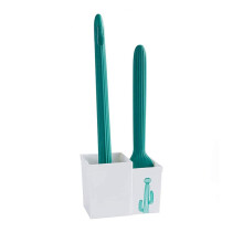 Cactus Style Toilet Brush and Cleaning Set with Soft Bristles, Long Handle Reach, Wall Mounted Storage