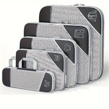 Waterproof Travel Packing Cubes Set 5 Piece Luggage Organizer for Suitcase with Mesh Visibility Panels Black