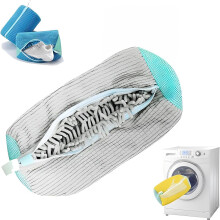 Shoe Washing Bag 2 Pack Grey, 360 Protective Wash Mesh Laundry Bag for Shoes with Invisible Zipper