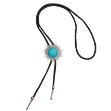 (flame circle) Western Cowboy Bolo Tie Flower Necktie Necklace Costume for Sweater American Bolo Tie Western Jewelry