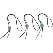 (combination) Western Cowboy Bolo Tie Flower Necktie Necklace Costume for Sweater American Bolo Tie Western Jewelry