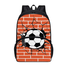 3D Soccer Print Backpack for Boys Girls, 17 Inch Kids School Bag with Padded Straps and Large Capacity