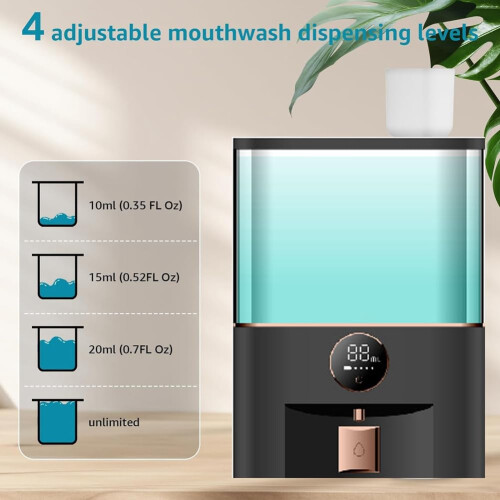 Touchless Mouthwash Dispenser Wall Mounted Automatic Smart Sensor for Bathroom with Cups 1