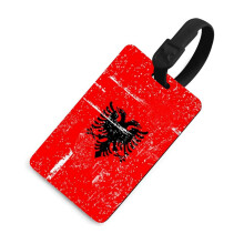 Retro Albania Flag Luggage Tag, Durable TPU Suitcase Tag for Easy Luggage Identification