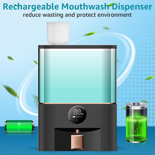 Touchless Mouthwash Dispenser Wall Mounted Automatic Smart Sensor for Bathroom with Cups 2