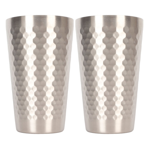 2pcs 450ML Double-Wall Hammered Cup, 8.5x13.6cm 2