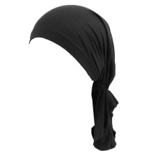 (Black) Modal Cotton for Head Scarf Turban Chemo Cap Inner Hijab Muslim Pre Tied Bonnet Gray