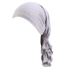 (Gray) Modal Cotton for Head Scarf Turban Chemo Cap Inner Hijab Muslim Pre Tied Bonnet Gray