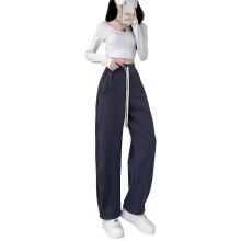 (XL, Gray) Womens Fleece Lined Solid Color Long Pants Drawstring High Waist Straight Wide Leg Sweatpants Streetwear with Pockets White XL