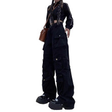 (XXL, Black) Women Baggy Wide Leg Cargo Pants Streetwear Boyfriend Style Oversized Harajuku Grunge Trousers with Multi Flap Pockets Green XL