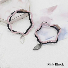 (Pink Black) 1 Pair Of Heart Shaped Magnetic Couple Bracelets