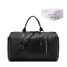 Foldable Travel Bag with Wheels 60L Convertible Garment Bag 2 in 1 Wrinkle WaterResistant Black