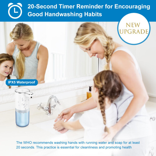 Automatic Foaming Soap Dispenser with Smart Sensor, Timer, 4Level Control, 13.5oz Wall Mounted Touchless Refillable for Bathroom Kitchen 1