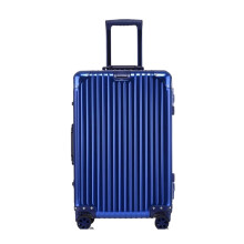 30 Inch Blue Aluminum Luggage with Password Lock, Expandable Hard Shell Trolley Suitcase