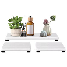Diatomite Absorbent Tray 3 Piece Set, QuickDrying Stone Holder for Kitchen Bathroom Plants Toiletries, Gray