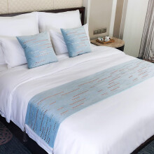 Blue Velvet Bed Runner King Size 45x240cm Luxury Rhinestone Tassel Design Hotel Style Decorative Scarf
