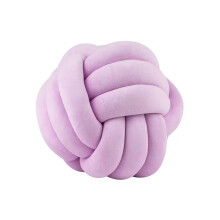 Purple Soft Plush Knot Pillow for Sofa Decor, Handmade Round Throw Cushion 8.7in 22cm